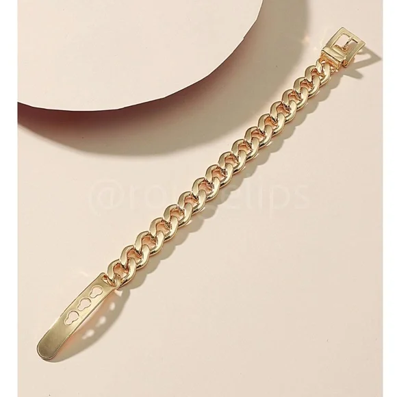 Gold Tone Buckle Chain Design Bracelet - Picture 3 of 6